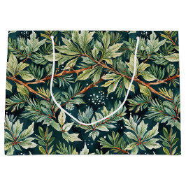 Holly, Spruce, Schnee grün Große Geschenktüte