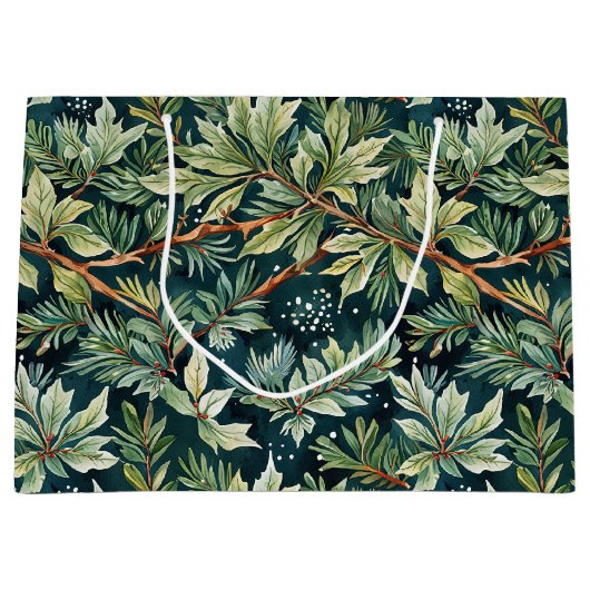 Holly, Spruce, Schnee grün Große Geschenktüte (Vorderseite)