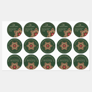 Holly Star Green Address Labels Etiketten