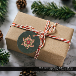 Holly Star Vintage Grüne Weihnachtsgeschenk-Etiket Geschenkanhänger