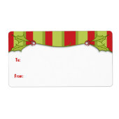 Holly Striped Gift Label (Vorne)