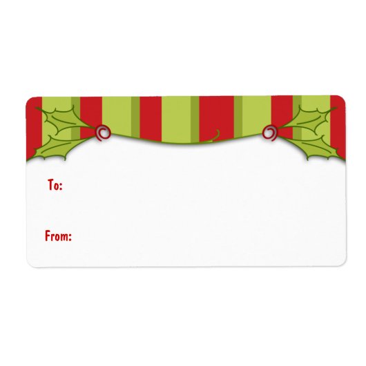 Holly Striped Gift Label (Vorne)