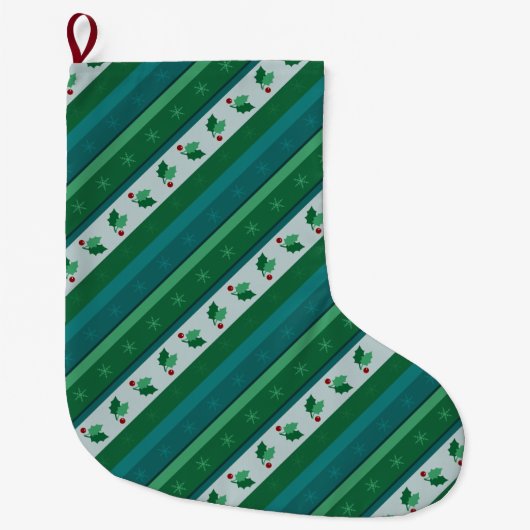 Holly Striped Strumpf Großer Weihnachtsstrumpf (Vorderseite)