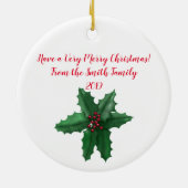 Holly Swag | Red Bow Christmas Keramik Ornament (Hinten)