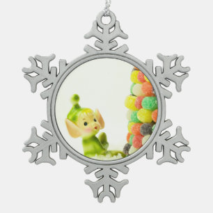 Holly the Pixie Elf Schneeflocken Zinn-Ornament
