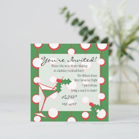 Holly-tini Einladung (Stehend Vorderseite)