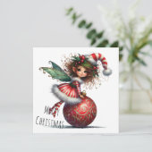 Holly-Topped Fairy on Ornament – Holiday Card (Stehend Vorderseite)