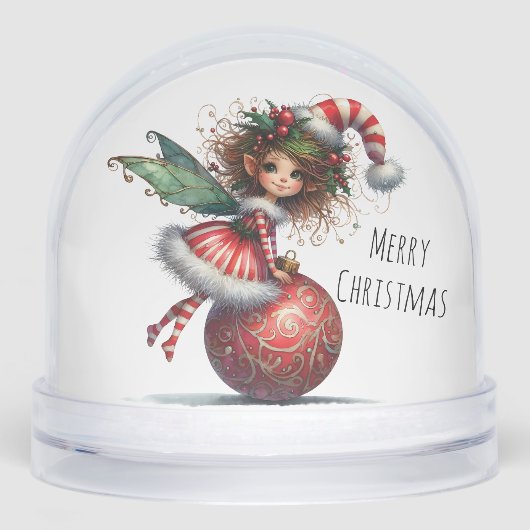 Holly-Topped Fairy on Ornament Snow Globe Schneekugeln (Vorderseite)