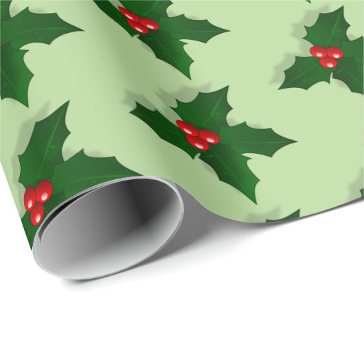 Holly Tree Berries Pattern Weihnachtsfeiertag Geschenkpapier (Rolleneckpunkt)