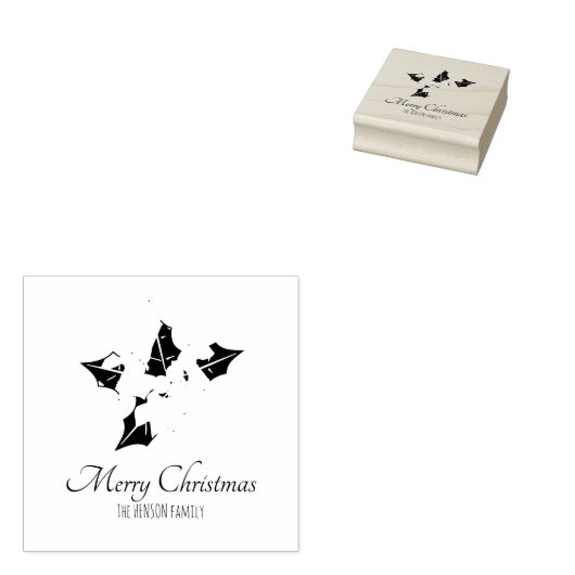 Holly Tree Berry Script Personalizable Holiday Gummistempel (Stempel)