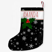 Holly Tree Berry Snowflake Muster Personalisiert Kleiner Weihnachtsstrumpf (Rückseite)