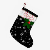 Holly Tree Berry Snowflake Muster Personalisiert Kleiner Weihnachtsstrumpf (Vorderansicht (hängend))