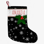Holly Tree Berry Snowflake Muster Personalisiert Kleiner Weihnachtsstrumpf (Vorderseite)