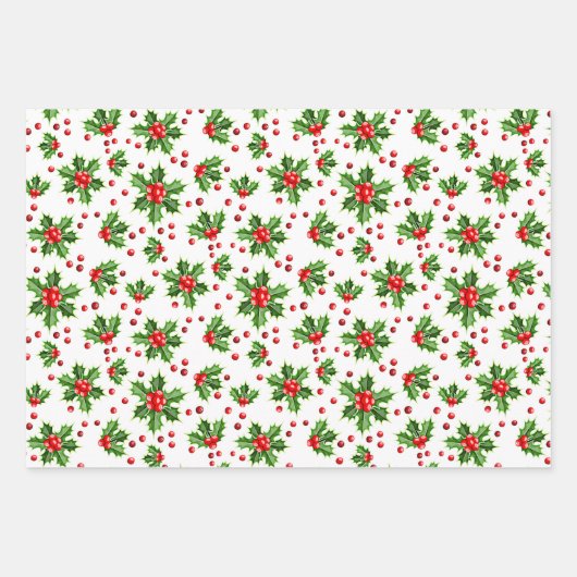 Holly Tree Blätter Berries Polka Dots Patter (Vorderseite)