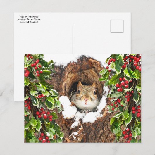 "Holly Tree Christmas" Postkarte (Vorne/Hinten)