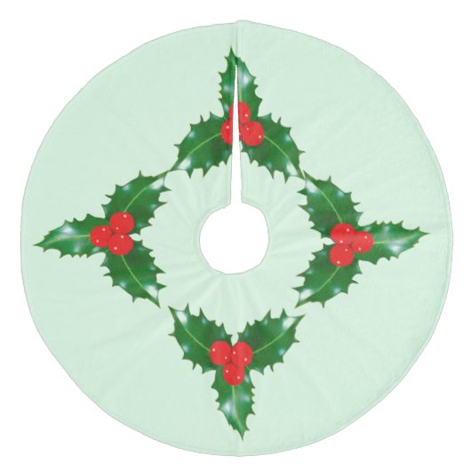 Holly Tree Skirt Fleece Weihnachtsbaumdecke (Vorderseite)