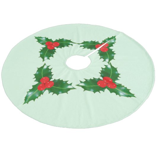 Holly Tree Skirt Fleece Weihnachtsbaumdecke (Schrägansicht)