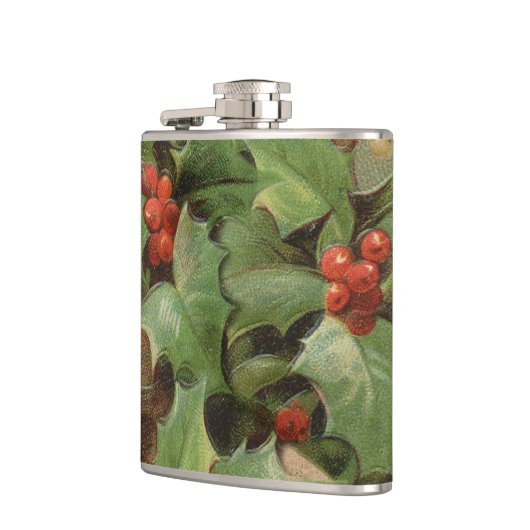 Holly Tree Weihnachtsfeiertag Vintag Flachmann (Links)