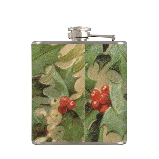 Holly Tree Weihnachtsfeiertag Vintag Flachmann (Rückseite)