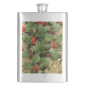 Holly Tree Weihnachtsfeiertag Vintag Flachmann (Vorderseite)