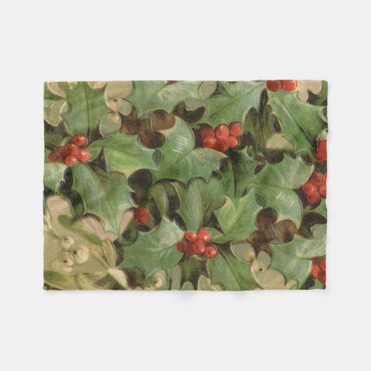 Holly Tree Weihnachtsfeiertag Vintag Fleecedecke (Vorderseite (Horizontal))