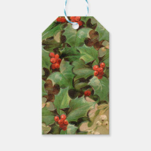 Holly Tree Weihnachtsfeiertag Vintag Geschenkanhänger