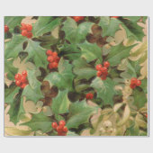 Holly Tree Weihnachtsfeiertag Vintag Geschenkpapier (Flach)