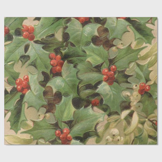 Holly Tree Weihnachtsfeiertag Vintag Geschenkpapier (Flach)