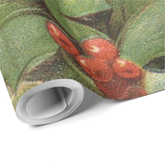 Holly Tree Weihnachtsfeiertag Vintag Geschenkpapier (Rolleneckpunkt)