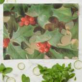 Holly Tree Weihnachtsfeiertag Vintag Geschirrtuch (Gefaltet)