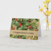 Holly Tree Weihnachtsfeiertag Vintag Karte (Gelbe Blume)