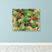 Holly Tree Weihnachtsfeiertag Vintag Leinwanddruck (Insitu (Holzboden))