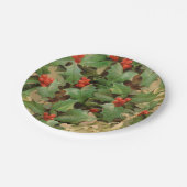 Holly Tree Weihnachtsfeiertag Vintag Pappteller (Schrägansicht)