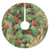Holly Tree Weihnachtsfeiertag Vintag Polyester Weihnachtsbaumdecke (Vorderseite)