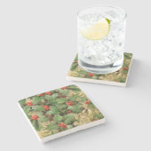 Holly Tree Weihnachtsfeiertag Vintag Steinuntersetzer (Seitenansicht)