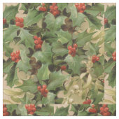 Holly Tree Weihnachtsfeiertag Vintag Stoff (Nahaufnahme)