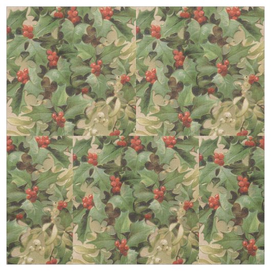Holly Tree Weihnachtsfeiertag Vintag Stoff (Muster)