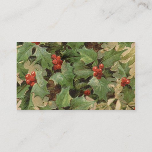 Holly Tree Weihnachtsfeiertag Vintag Visitenkarte (Rückseite)