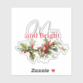 Holly und Beeren fröhlich und hell Aufkleber (Blatt)