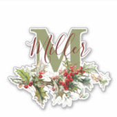 Holly und Beeren personalisiert Aufkleber (Vorderseite)