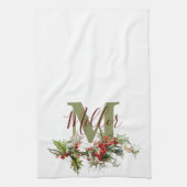 Holly und Beeren personalisiert Geschirrtuch (Vertikal)