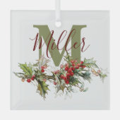 Holly und Beeren personalisiert Ornament Aus Glas (Vorderseite)