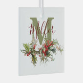 Holly und Beeren personalisiert Ornament Aus Glas (Vorderseite Rechts)