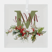 Holly und Beeren personalisiert Ornament Aus Glas (Rückseite)