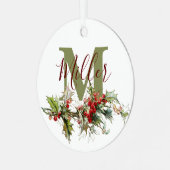 Holly und Beeren personalisiert Ornament Aus Metall (Vorderseite links)