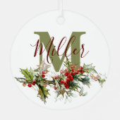 Holly und Beeren personalisiert Ornament Aus Metall (Rückseite)