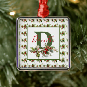Holly und Beeren personalisiert Ornament Aus Metall