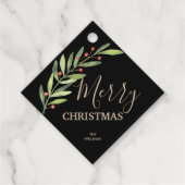 Holly und Berries auf dem Schwarzen Weihnachtsplat Geschenkanhänger (Vorderseite)