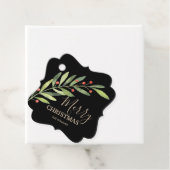 Holly und Berries auf der schwarzen frohen Weihnac Geschenkanhänger (Beispiel)