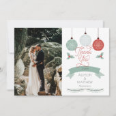 Holly und Berries |Baubles Wedding Foto Vielen Dan Dankeskarte (Vorderseite)